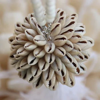 

Free Shipping(1pcs/lot)Custom Handmade Cowrie Shell Ball Feather Car Pendant Beach Wedding&Party&Holiday&Christmas Decor