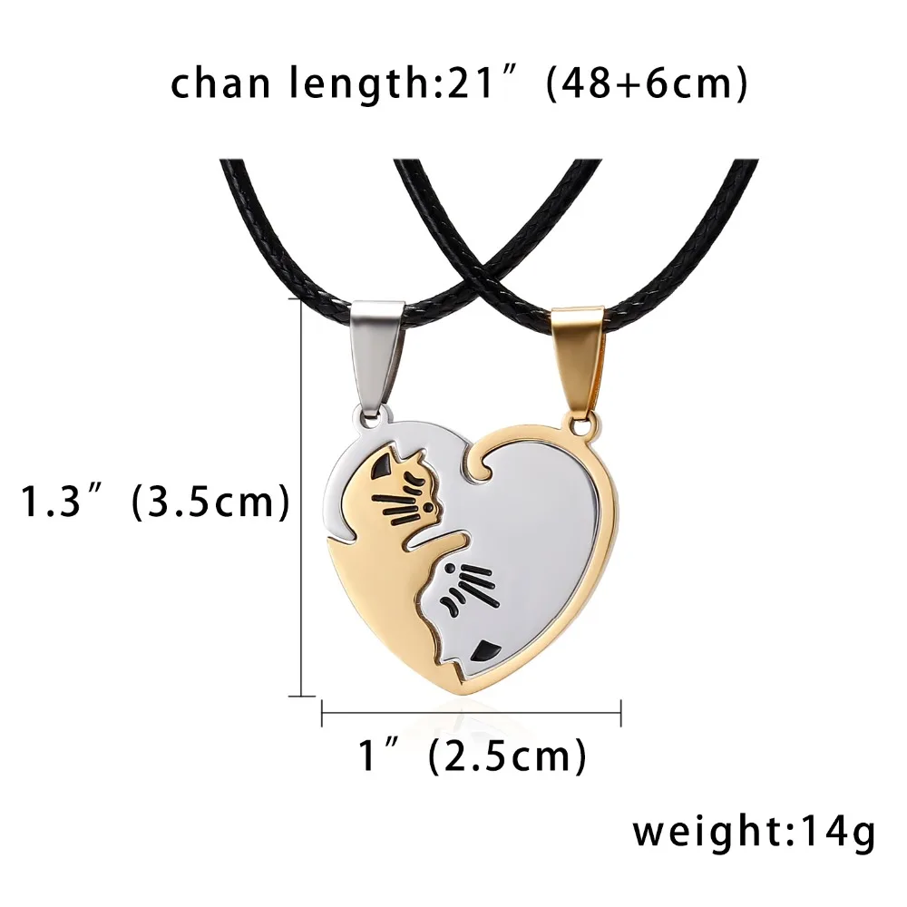 Rinhoo парные ювелирные изделия, ожерелья в виде животных, золотого и серебряного цвета, парные ожерелья, титановая сталь, ожерелье с котом, подарки для мальчиков и девочек