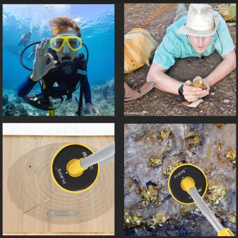 LAMEZIA Rechargeable PI-iking 750 Underwater Metal Detector Induction Pinpointer Expand Detection Depth With LED Light Detects