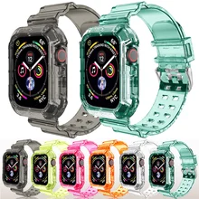 

Transparent Strap for Apple Watch Band 44mm 40mm iWatch 42mm 38mm Silicone watchband+case Bracelet apple watch series 6 se 5 4 3