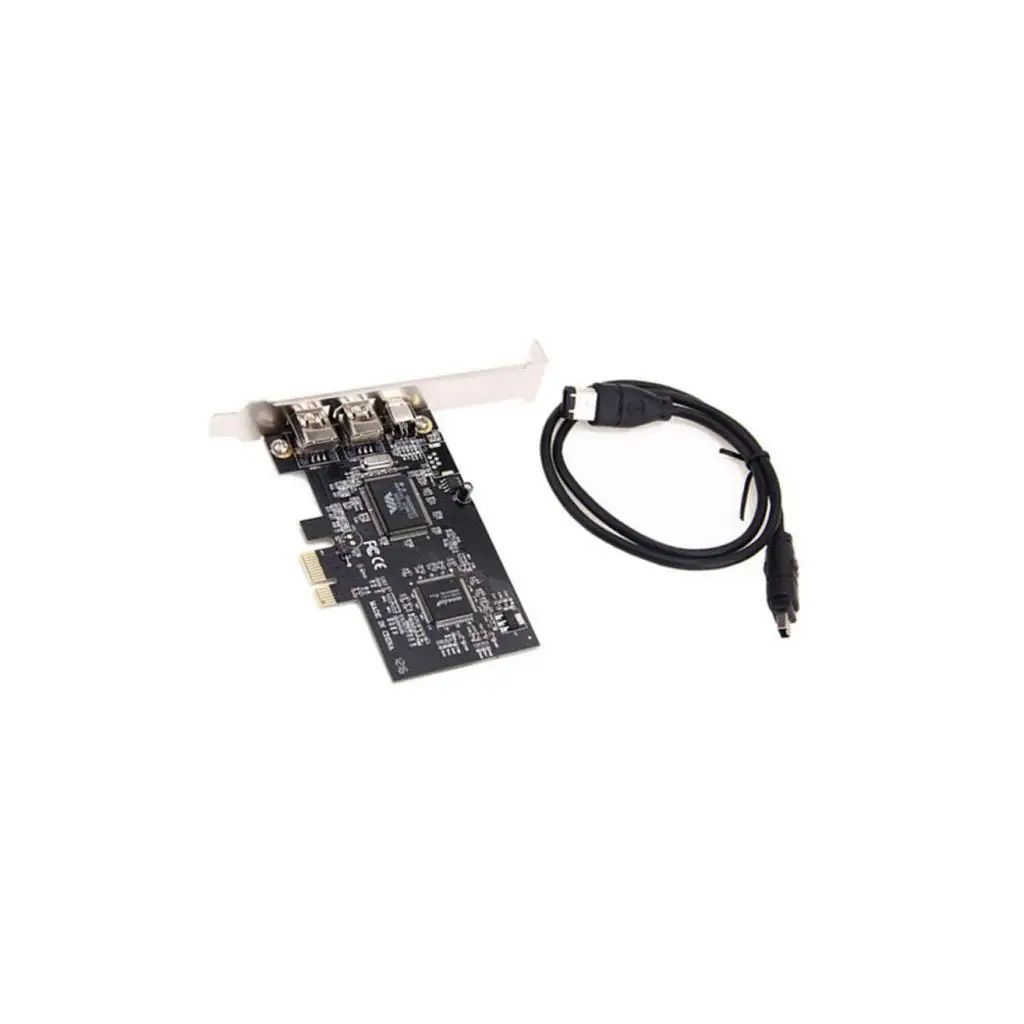 PCIe to 1394 3 Ports Firewire Expansion Card with Low Profile Bracket and Cable for Desktop PC