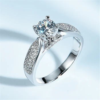 

925 Sterling Silver Round Shank Setting Rings Cubic Zircon Grils Women Wedding Party Jewelry Fashion Fine Jewelry