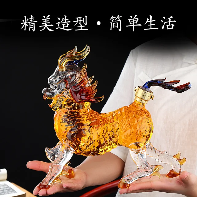 1000 Ml -Es Újdonságállat A Kirin Alakú Stílusú Otthoni Bár Whisky Dekanter Bor Vodka Pálka Pezsgő Szett 33,81 Oz - Image 4
