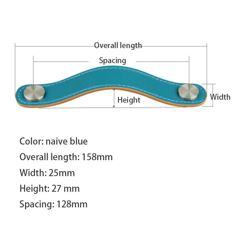 Кожаная ручка для мебели, современный минималистичный стиль, кожаная ручка, Детская дверная ручка, ручка для ящика шкафа - Цвет: 128 hole blue