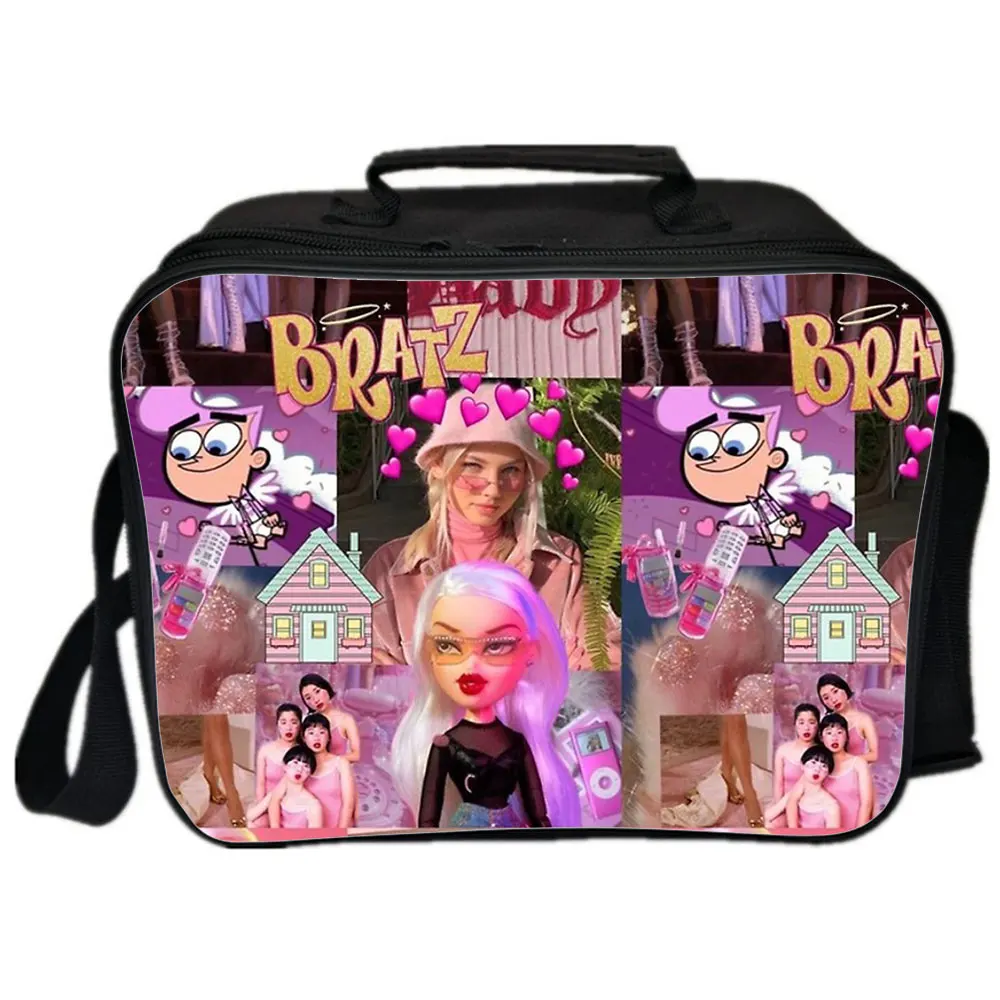 Bratz Backpack Picnic Bag Camping Shoulder Bag Handbags Portable Insulated Canvas Picnic Lunch Bags For Women
