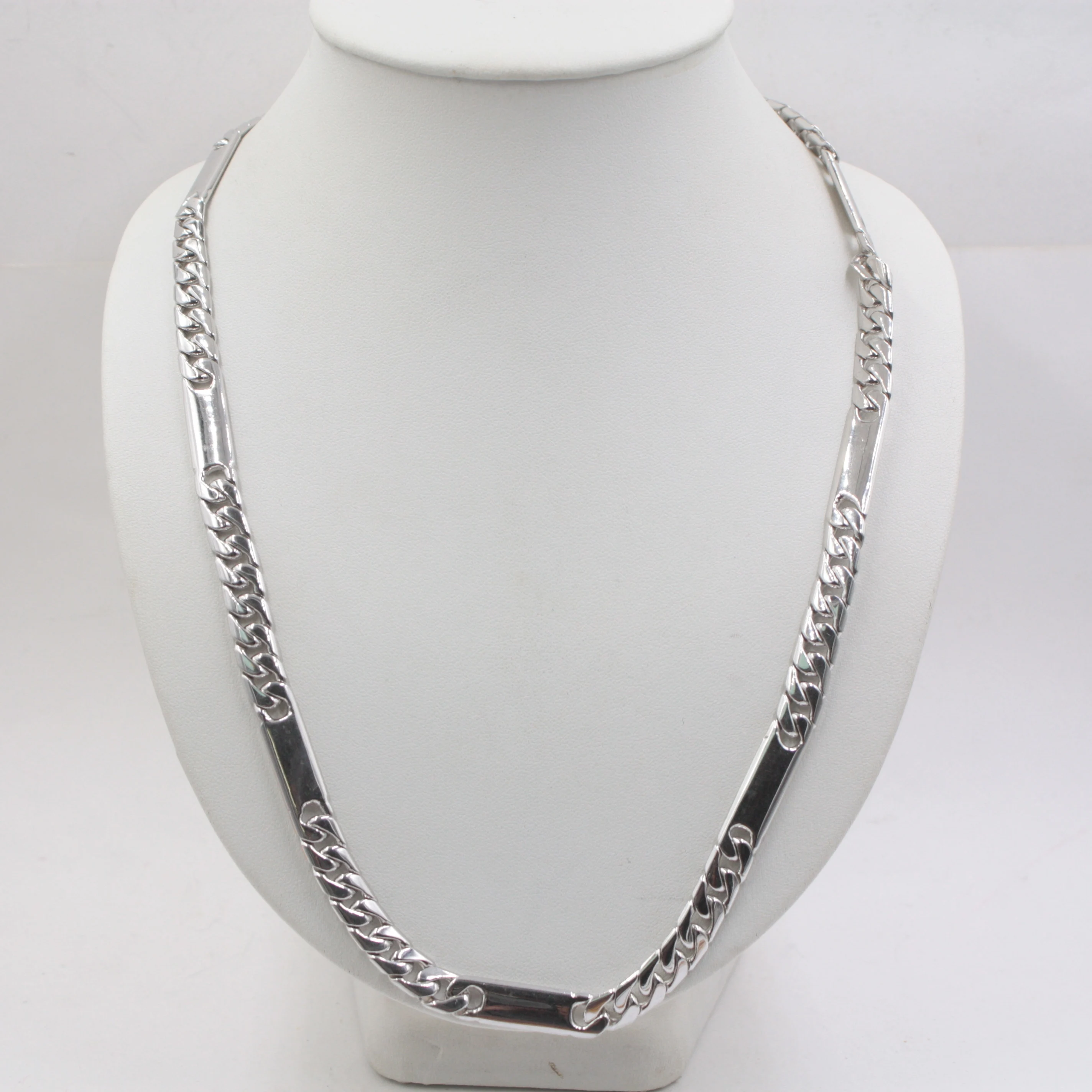 Fine S925 Silver Necklace Man &Woman's Elegant Cable Link Rectangle Chain New 