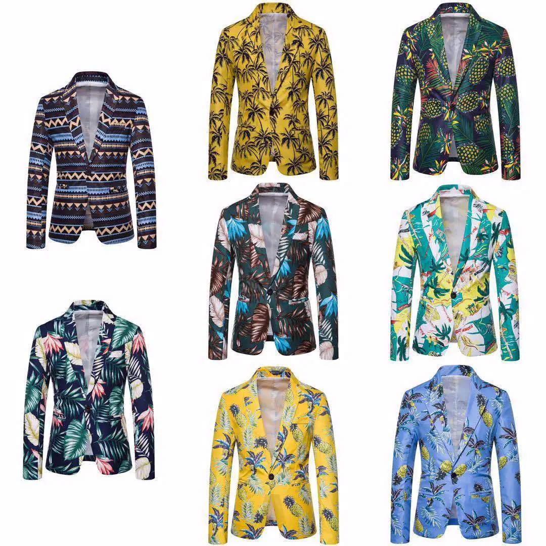 

2019 Hawaii Vacation Style Pretty Flower Series Caicai Style Characteristics Floral-Print Single-Button Suit XF Combination