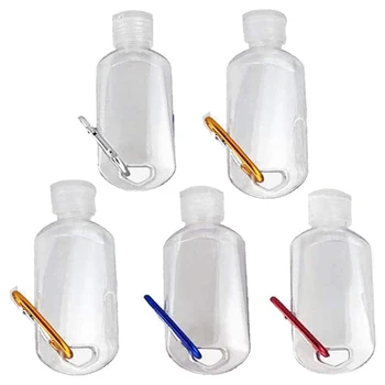 

30/50ml Portable Transparent Plastic Travel Bottles With Carabiner Empty Travel Containers for Shampoo Conditioner Lotion EK-Ne