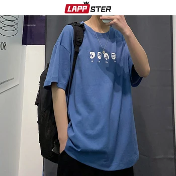 

LAPPSTER Summer Men Oversized Black T Shirts 2020 New Arrival White Streetwear Hip Hop T-shirt Male Korean Harajuku Cotton Tees
