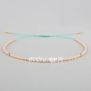 

KELITCH Shell Pearl Friendship Bracelet Handmade Braided Seed Beaded Strand Bracelet Nice Women Gift