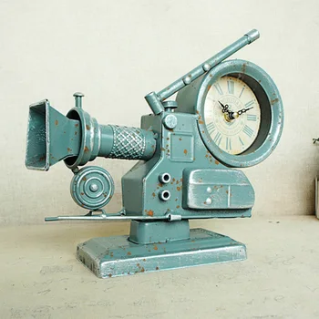 

Nostalgic Retro Projector Miniature Model For Home Decoration Handmade Ornament Crafts Desk Decor Multifunction Clock Figutines