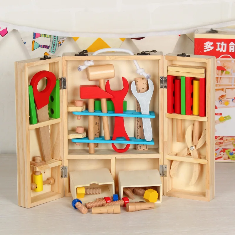 

Children's Educational Toys Simulation Repair Kit Box Screw Nut Disassembly Carpenter Wooden Play House