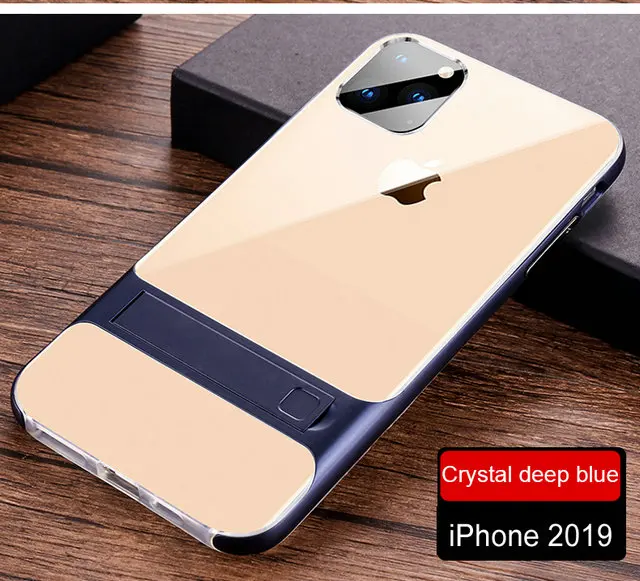 Для iPhone 11 Pro Max чехол Роскошный тонкий матовый чехол Подставка для Apple iPhone 11 чехол для iPhone 11 Pro Чехол iPhone11 11Pro - Цвет: Crystal deep blue