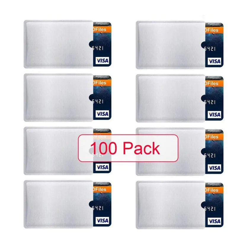 Fundas bloqueadoras RFID antirrobo, billetera con tarjeta RFID, Protector Nfc, soporte de bloqueo, antirrobo, tarjeta de escaneo, 100 Uds.