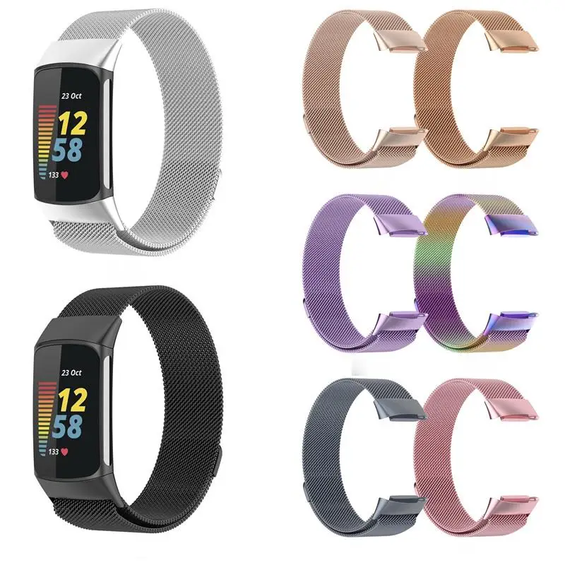 Браслет из нержавеющей стали для fitbit charge 5 умный спортивный ремешок на запястье