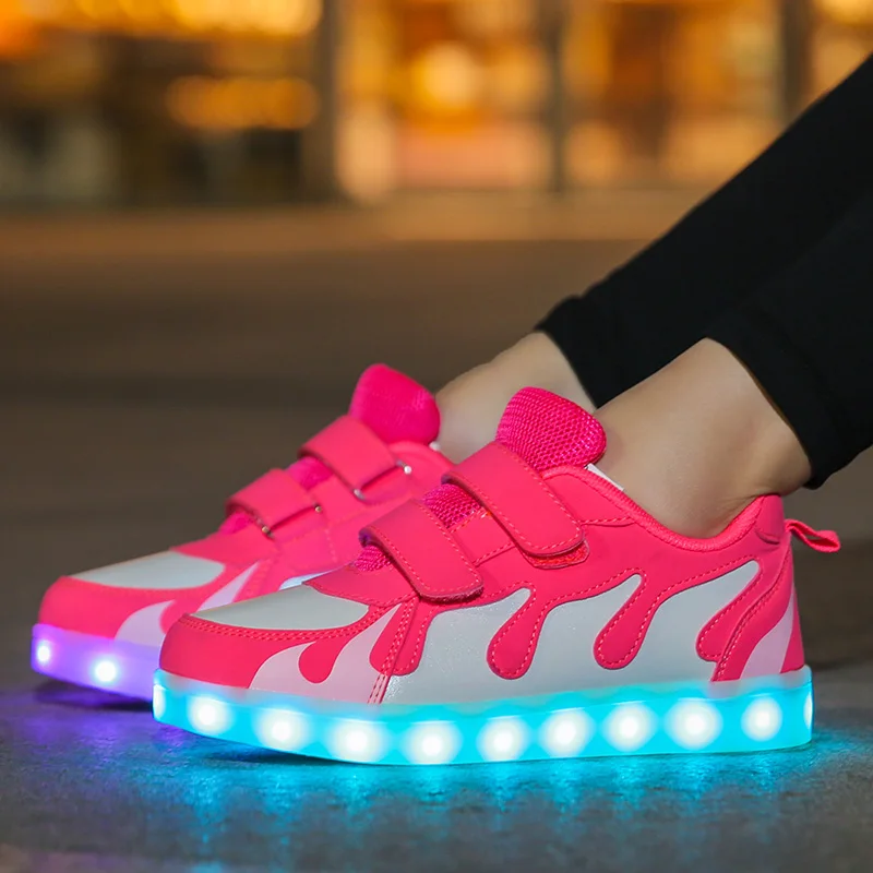 White Red Pink Children Shoes Light Led luminous Shoes Boys Girls Sport Shoes Casual Led Shoes Kids Glowing Sneakers