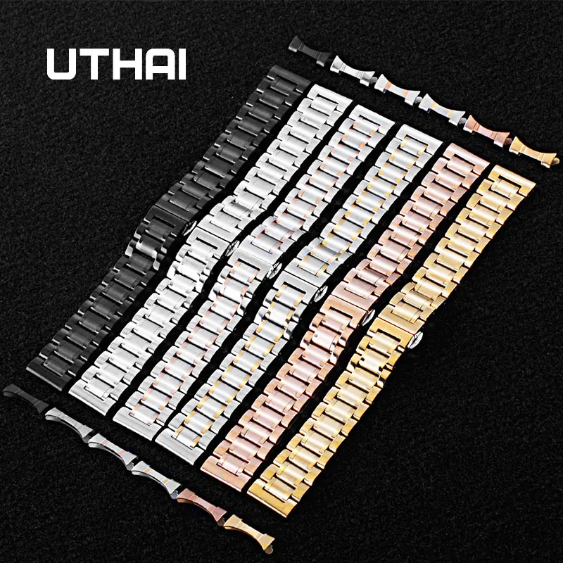 UTHAI S11 Metal Watchbands Bracelet 14 22mm watch strap Fashion Silver