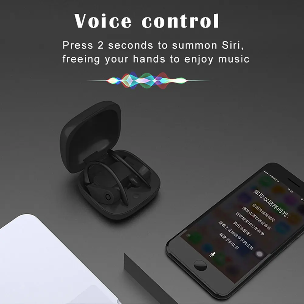 B10 TWS настоящие беспроводные наушники Bluetooth 5,0 с крючком, Спортивные Беспроводные наушники с функцией голосового управления IPX5, водонепроницаемые спортивные наушники