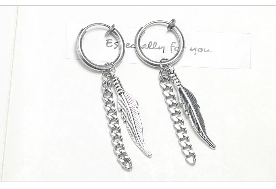 Innopes модная простая цепочка унисекс Клипсы Серьги Из Нержавеющей Стали бижутерия в стиле панк-рок круглые серебряные серьги