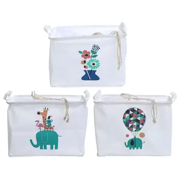 

New Cartoon Covered Desk Storage Box Linen Cotton Storage Organizer clothes Storage Basket Cosmetic Case Kid Toy Storage Bucket
