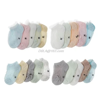 

5 Pairs Baby Socks Summers Infant Baby Cotton Mesh Thin Socks Breathable Boys Girls Hollow Lace Socks For Newborns