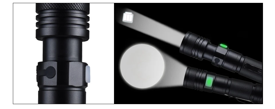 Мощный Удобный USB фонарь из алюминиевого сплава, водонепроницаемый фонарик с подсказками, масштабируемый 18650 перезаряжаемый светодиодный фонарь Linterna