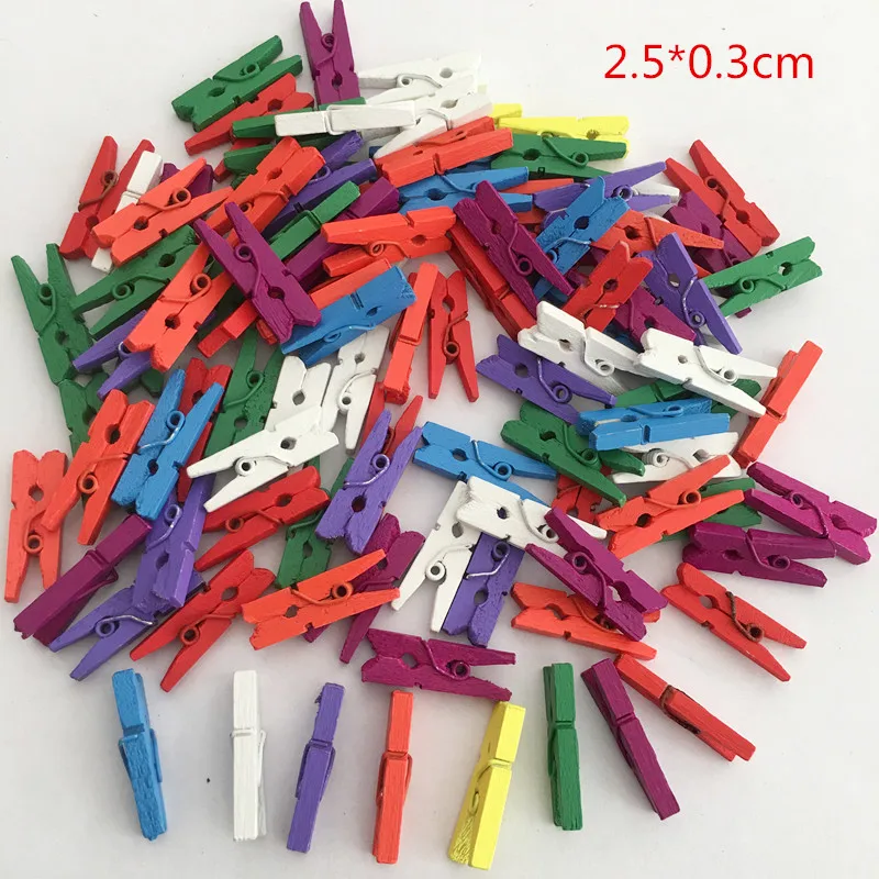 100pcs Mini Wooden Clothespins With 10m Jute Twine Photo Paper Peg