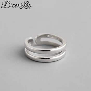 

DIEERLAN Retro Vintage Jewelry 925 Sterling Silver Layer Line Rings For Women Men Big Opening Finger Rings Christmas Gifts