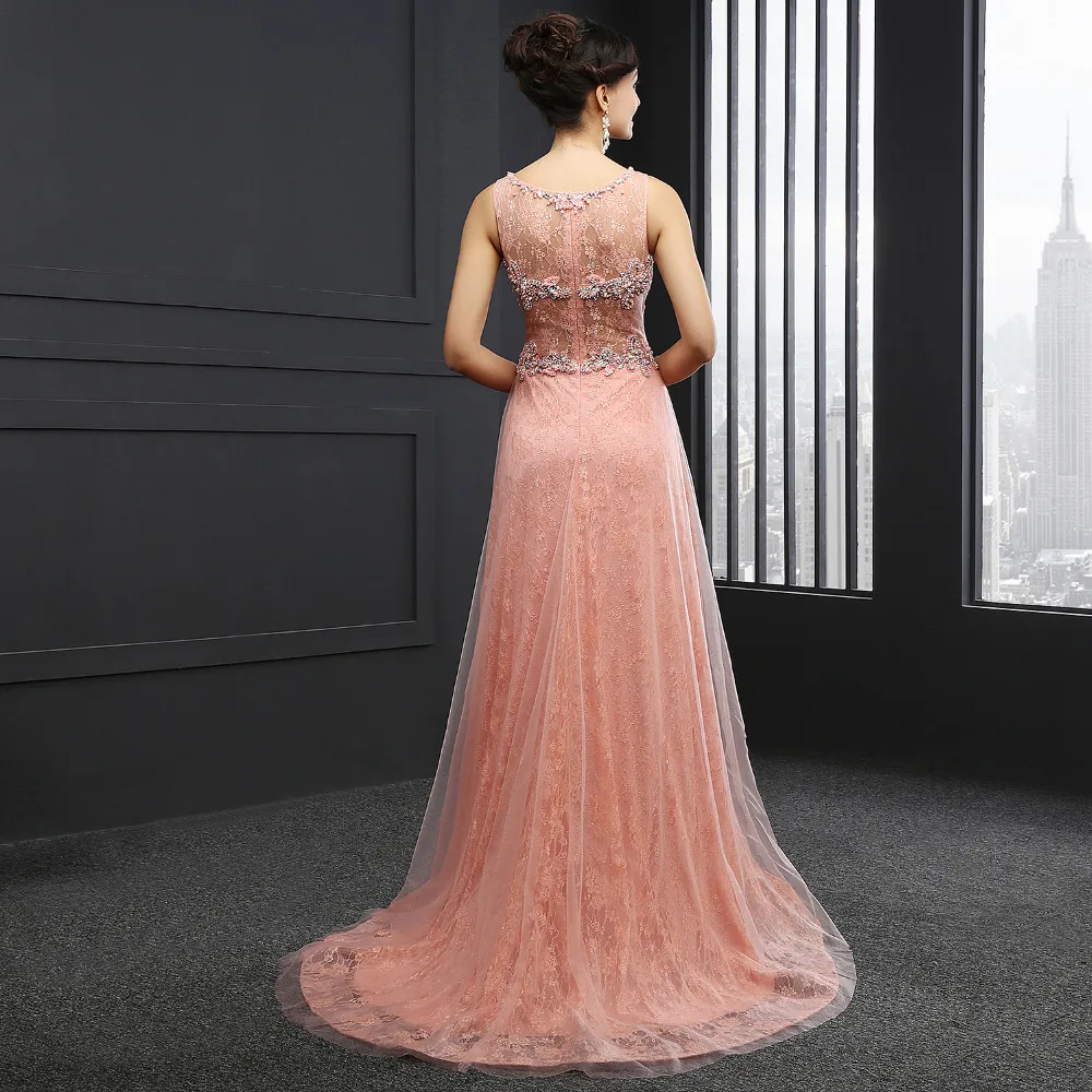 Vestido de noiva robe de soiree Румяна Бисероплетение Кружева Кристалл без рукавов платье выпускного вечера на заказ с открытыми плечами платья подружки невесты