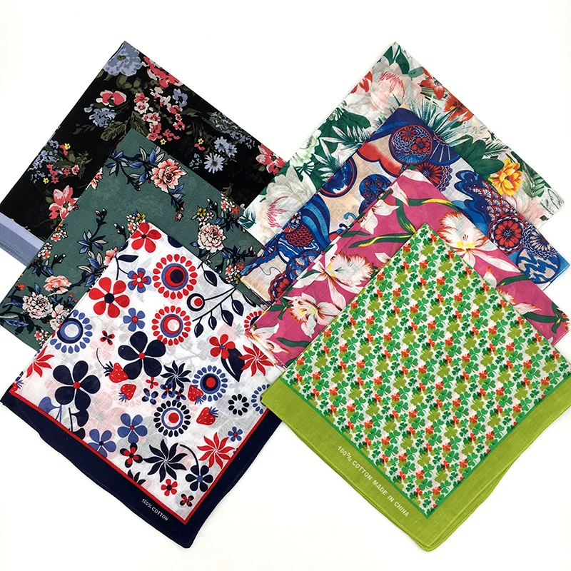 

Printed Plant Flower Leaf Bandanas Cotton Square Scarf For Ladies Spring Summer Headband Neckerchief Headwear Hairband