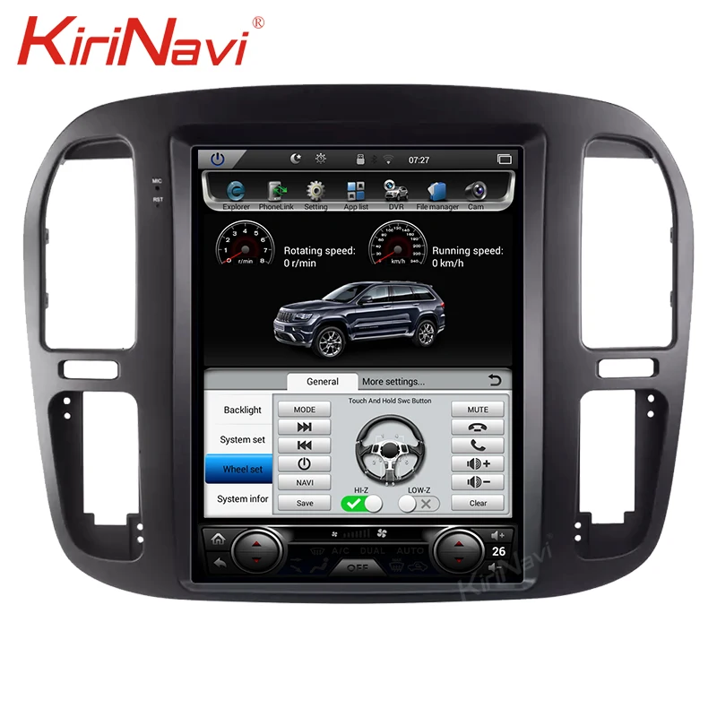 KiriNavi вертикальный экран Tesla style 12,1 ''Android 8,1 Автомобильный мультимедийный Dvd навигатор для Toyota Land Cruiser автомобильный gps 1999-2002