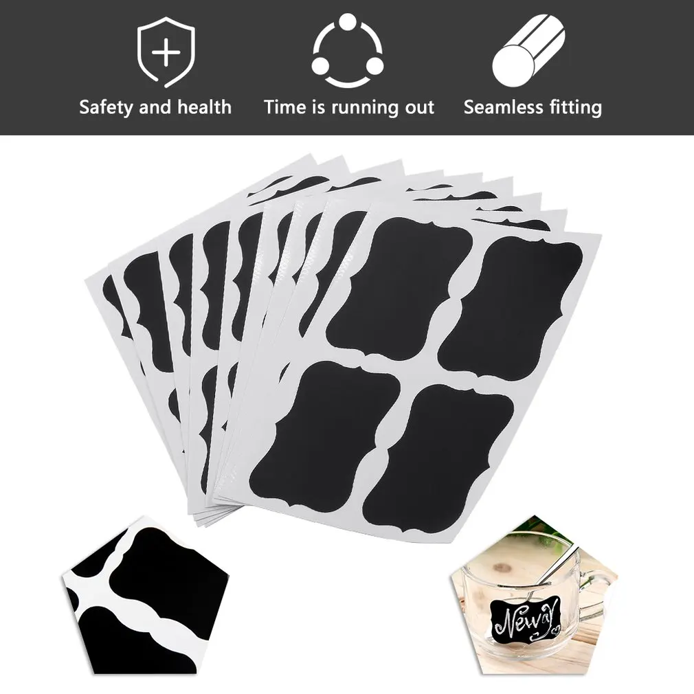

Hot! 36Pcs/Set Fancy Blackboard Sticker Craft Kitchen Jar Organizer Labels Chalkboard Stickers Edged Labels Black New Sale