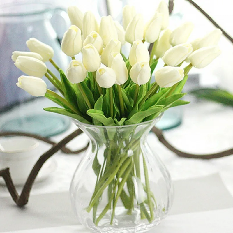 1 шт. Pu тюльпин Искусственные цветы Настоящее сенсорный Para Decora мини Tulpe для дома