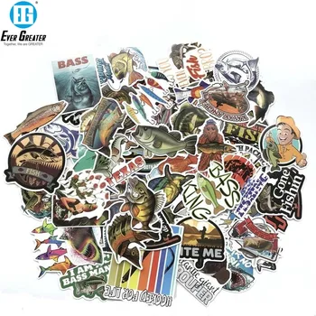 

65pcs Fishing Graffiti Waterproof Shark Sticker for Fridge Travel Suitcase Bike Sliding Plate Car Styling