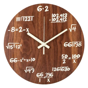 

Luminous Wall Clocks, Maths Formula Creative Clocks, Non-Ticking Quartz Clock, 30cm Wooden Vintage Decorative