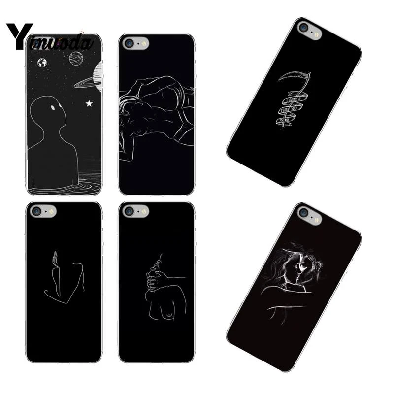 Yinuoda Black Background Minimalist Line Drawing Phone Case For Iphone 12 8 7 6 6s Plus X Xs Max 5 5s Se Xr 11 12 Pro Promax Phone Case Covers Aliexpress