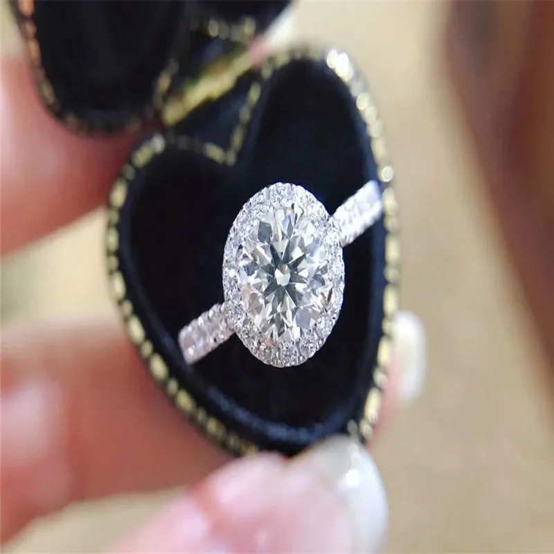 white gold 2CT Хорошее ювелирное изделие 18 К золото мосанит кольцо для женщин можно выбрать 1CT2CT3CT - Цвет камня: white gold 2CT