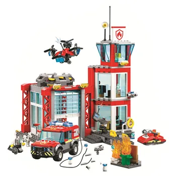 

533pcs Fire Station Building Blocks Bricks Compatible City 60215 Toys for Children Christmas Gift