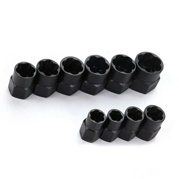 

Broken Nut Remover Screw Removal Set Black Fit 9mm-19mm 10 Pcs High Damaged