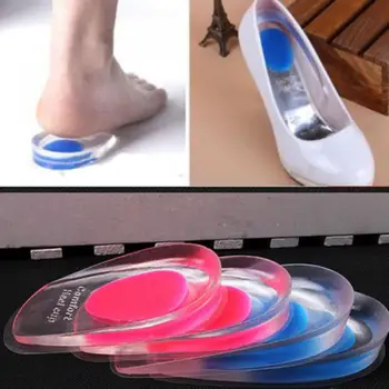 

Hot New1Pair Men Women Silicon Gel heel Cushion insoles soles relieve foot pain protectors Spur Support Shoe pad High Heel Inser