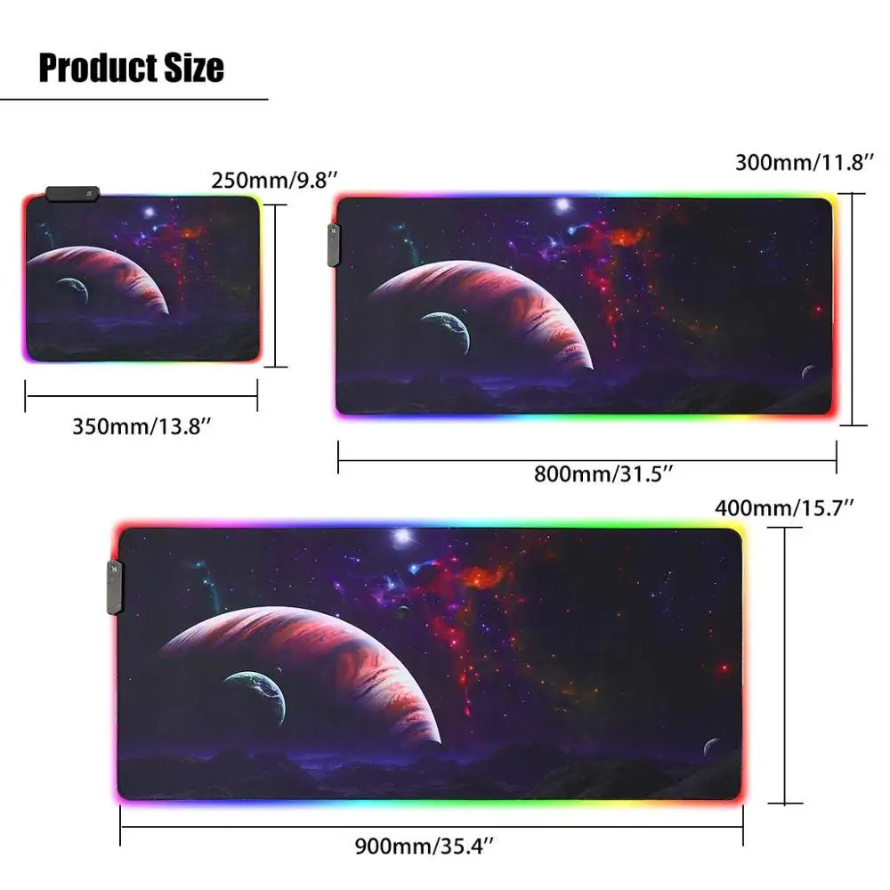 Игровой коврик для мыши светодиодный Большой геймерский коврик для мыши RGB 11Usb светодиодный компьютерный коврик с подсветкой резиновая клавиатура Настольный коврик для Csgo - Цвет: Moon