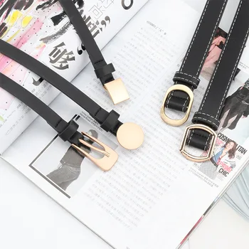 

Style Retro New Style Pin Buckle Snap Closure Thin Belt Fashion And Personality Buckle Simple Versatile Jeans Dress Decoration