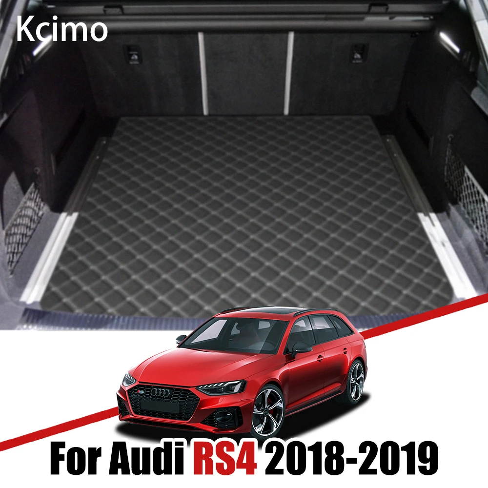 for Audi RS4 2018 2019 Leather Car Trunk Mat Cargo Liner Boot Pad Auto Floor Mat