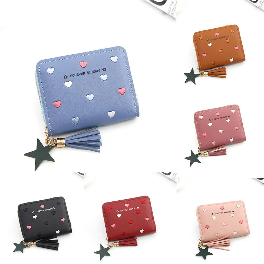 

Fashion Women Purse Mini PU Leather Tassel Short Wallet Coin Purse ID Card Wallet Purse Card Holder Women Girls Gifts