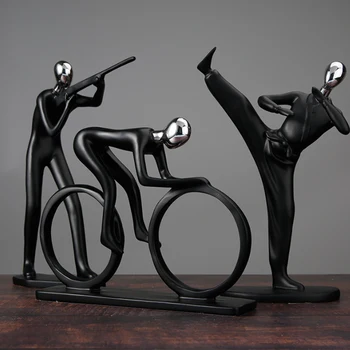 

Creative Black Sport Character Resin Iron Metal Character Statue Home Decoration Accessories Home Ornament Drawing Room