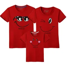 Хлопковая Одинаковая одежда для всей семьи футболка мамы папы