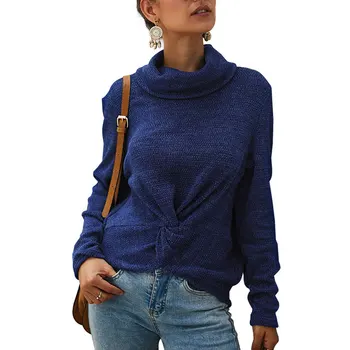 

Women High-necked Solid Color Sweater Long Sleeve Casual Tops Shopping Travel JL