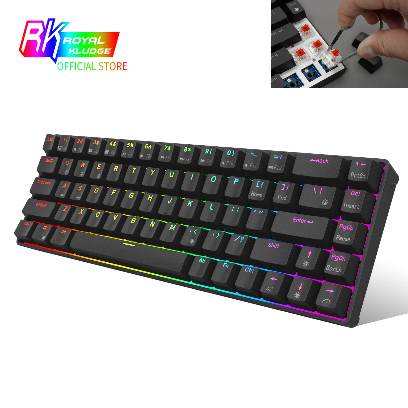 Permalink to RK68 (RK855) 65% Bluetooth RGB Hot Swappble Mechanical Gaming Keyboard Compact 68 Keys Wireless Gamer Keyboard for PC Laptop