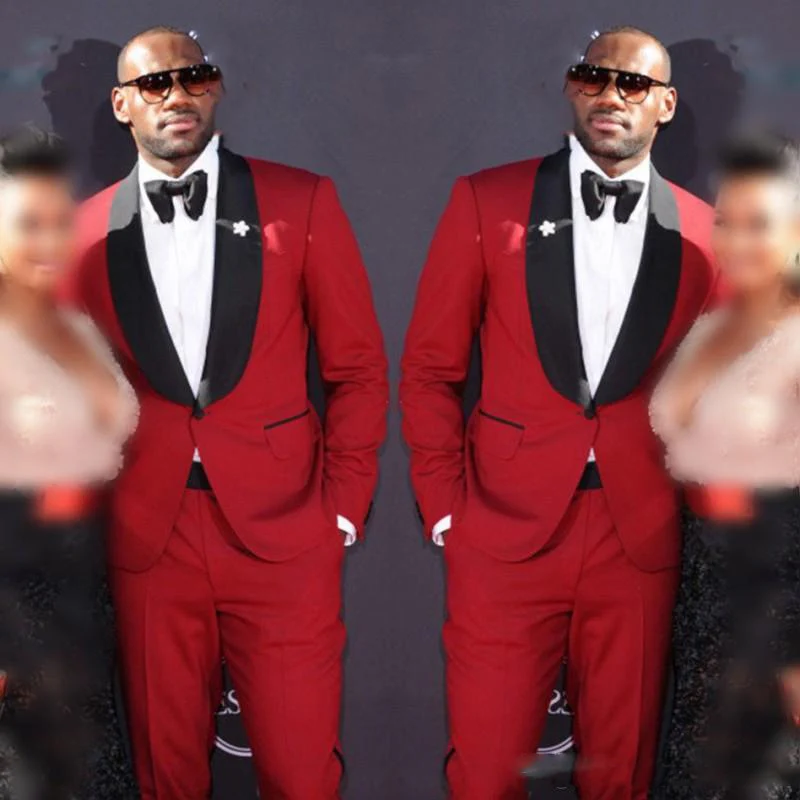

Red Men Suits With Black Bowtie 2020 Wedding Groom Tuxedos (Jacket+Bow+Pants) Men Suits Formal Suit For Wedding Bestmen