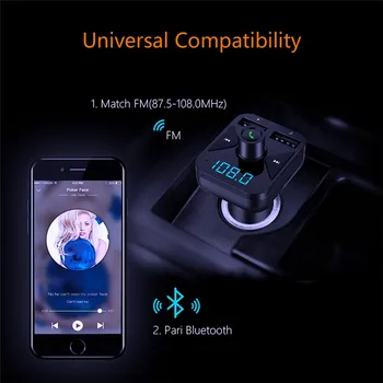 

1Pcs Car MP3 Player Bluetooth FM Transmitter Hands-free Car Kit Audio MP3 Modulator LED Display USB Car Charger Car Accessories